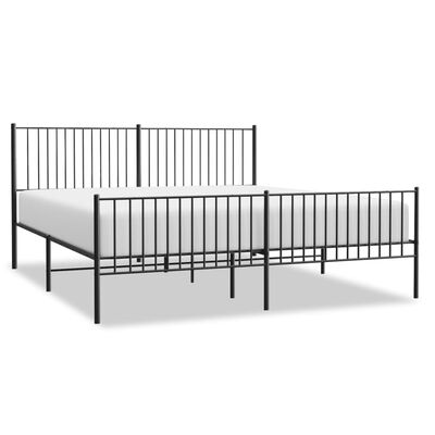 vidaXL Cadre de lit métal sans matelas avec pied de lit noir 200x200cm