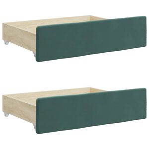 vidaXL Tiroirs de lit 2 pcs vert fonc&eacute; bois d'ing&eacute;nierie et velours
