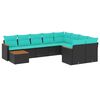 vidaXL Ensemble de canap&eacute; de jardin 10 pcs avec coussins noir r&eacute;sine tress&eacute;e