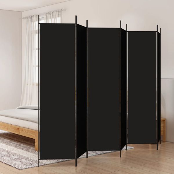 vidaXL Cloison de s&eacute;paration 6 panneaux Noir 300x200 cm Tissu