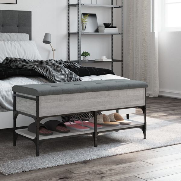 vidaXL Banc &agrave; chaussures sonoma gris 102x42x45 cm bois d'ing&eacute;nierie