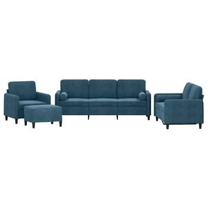 vidaXL Ensemble de canap&eacute;s 4 pcs avec coussins bleu velours