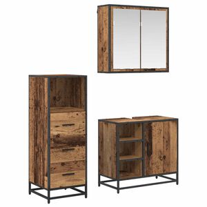 vidaXL Ensemble de mobilier de salle de bain 3 pc Bois Ancien