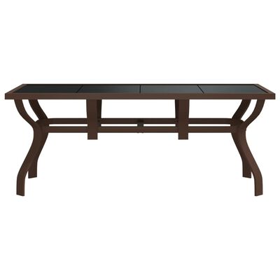 vidaXL Table de jardin Marron et noir 180x80x70 cm Acier et verre