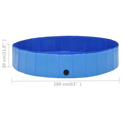 vidaXL Piscine pliable pour chiens Bleu 160x30 cm PVC