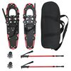 vidaXL Raquettes &agrave; neige 3 EN 1 avec b&acirc;tons de randonn&eacute;e Rouge et Noir