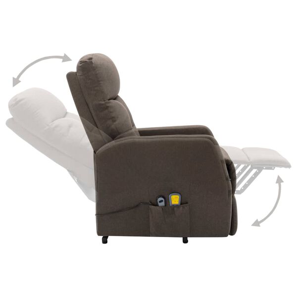 vidaXL Fauteuil de massage Taupe Tissu