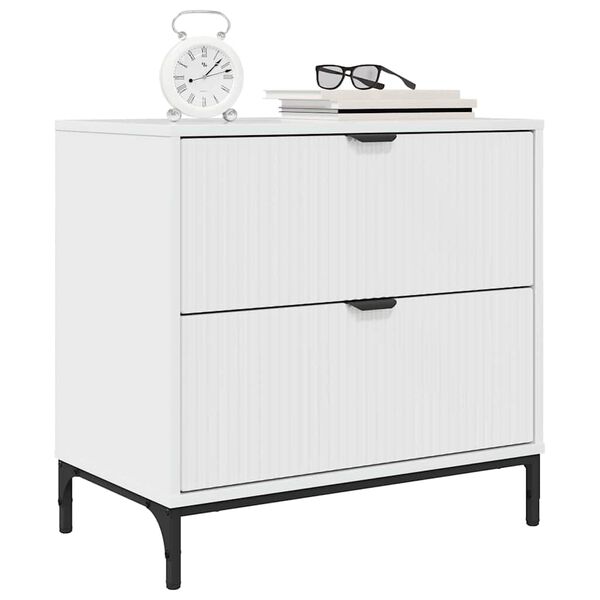 vidaXL Table de chevet avec tiroir Blanc brillant 63,5 x 36 x 61 cm