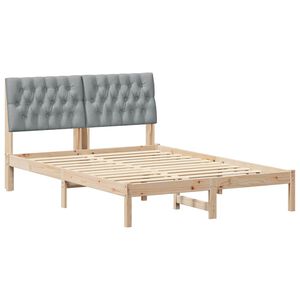 vidaXL Cadre de lit Gris clair 140 x 190 cm Pin massif