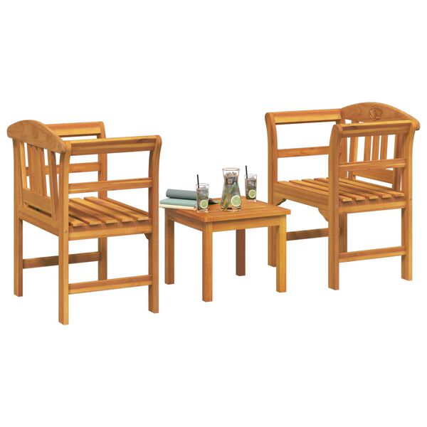 vidaXL Ensemble de salon Rose de jardin 3 pcs Bois d'Acacia Massif