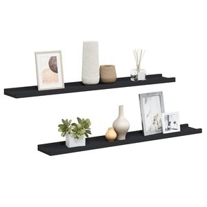 vidaXL &Eacute;tag&egrave;res &agrave; rebord pour cadre photo 2 pcs Noir 80x9x3 cm MDF