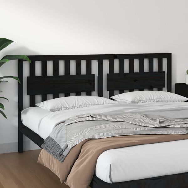 vidaXL T&ecirc;te de lit Noir 185,5x4x100 cm Bois massif de pin