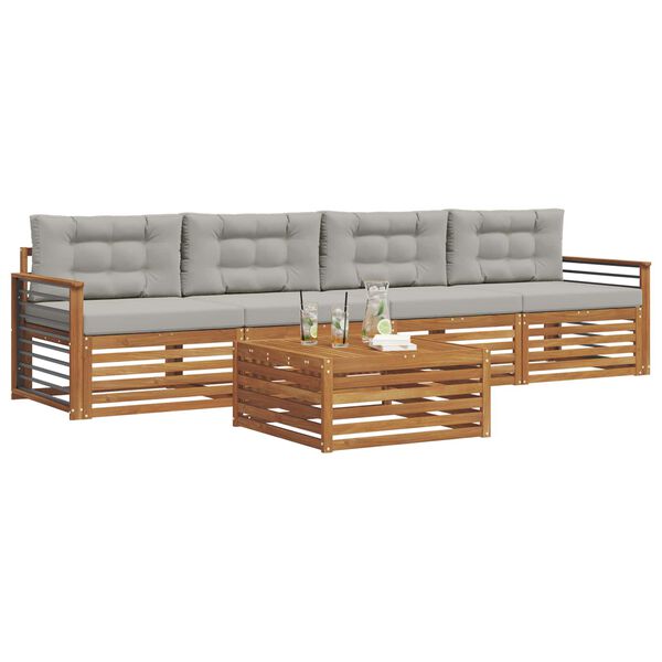 vidaXL Ensemble de canap&eacute;s d'ext&eacute;rieur 5 pcs Gris Naturel et Clair