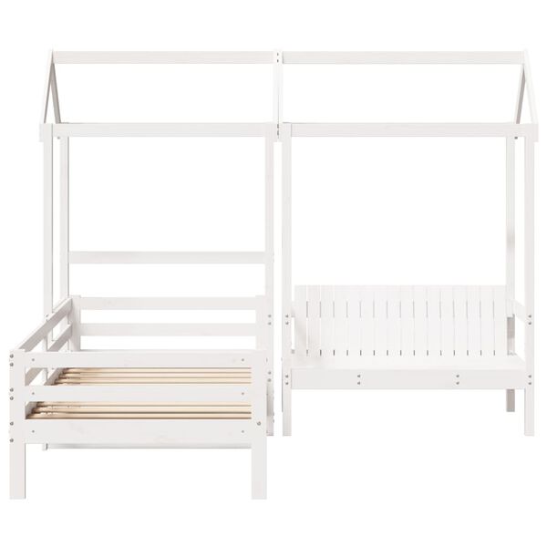 vidaXL Ensemble de lit de jour et de banc avec toit sans matelas blanc