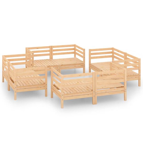 vidaXL Salon de jardin 8 pcs Bois de pin massif
