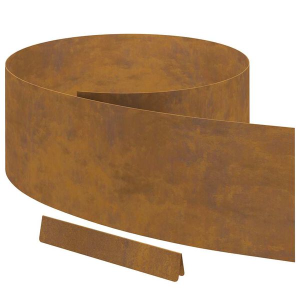 vidaXL Bordure de Pelouse 4 pcs Rouill&eacute; 450 x 0,05 x 15 cm