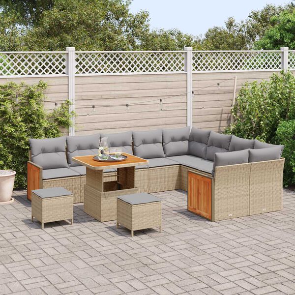 vidaXL Ensemble de canap&eacute; de jardin 13 pcs Beige et Gris clair