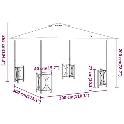 vidaXL Tonnelle avec parois et toit double 3x3 m Taupe