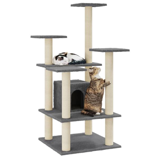vidaXL Arbre à chat avec griffoirs en sisal Gris foncé 110 cm