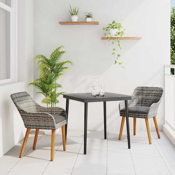 vidaXL Ensemble de salle &agrave; manger pour jardin 3 pcs Gris polyrotin