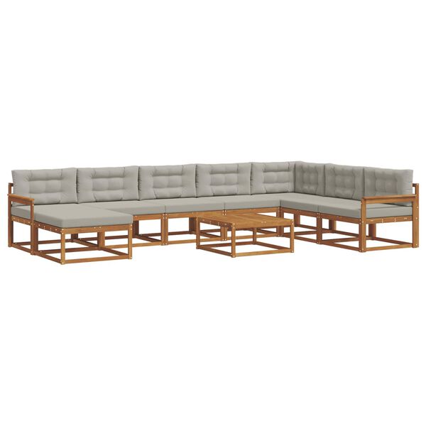 vidaXL Ensemble de canap&eacute;s d'ext&eacute;rieur 9 pcs Gris Naturel et Clair