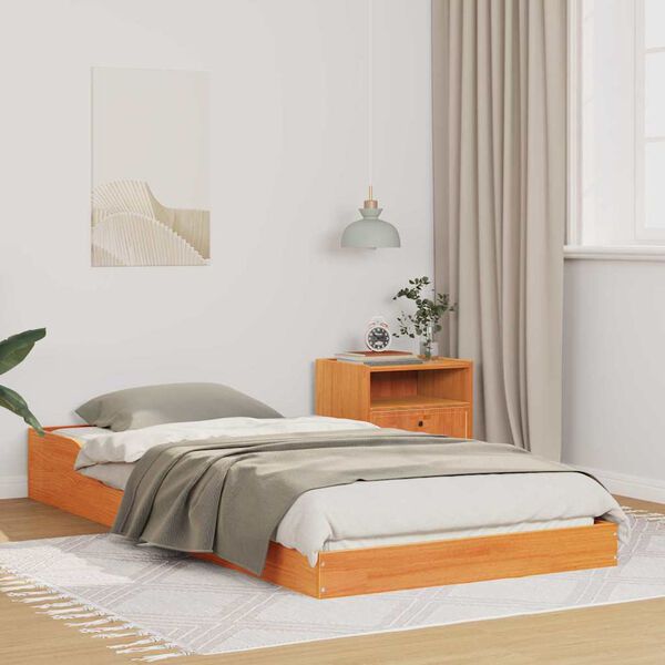 vidaXL Cadre de lit Brun cire 80 x 210 cm Pin massif