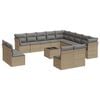 vidaXL Salon de jardin avec coussins 14 pcs beige r&eacute;sine tress&eacute;e