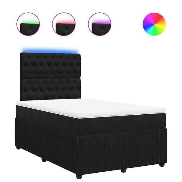 vidaXL Sommier &agrave; lattes de lit avec matelas noir 120x190 cm velours