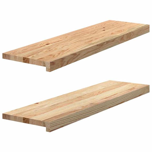 vidaXL Marches d'escalier 2 pcs non trait&eacute; bois de ch&ecirc;ne massif