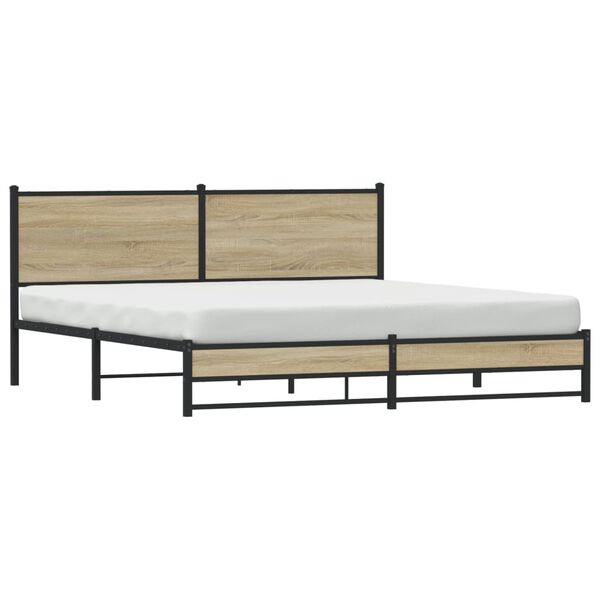 vidaXL Cadre de lit en m&eacute;tal sans matelas ch&ecirc;ne sonoma 180x200 cm
