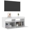 vidaXL Meuble TV avec lumières LED blanc brillant 90x35x40 cm