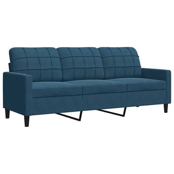vidaXL Ensemble de canap&eacute;s 3 pcs avec coussins Bleu Velours