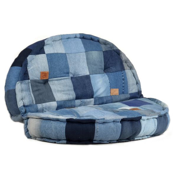 vidaXL Pouf rond 100x20 cm Patchwork en denim