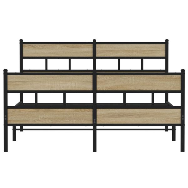 vidaXL Cadre de lit en m&eacute;tal sans matelas ch&ecirc;ne sonoma 150x200 cm