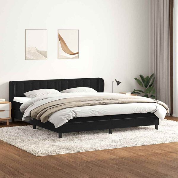 vidaXL Sommier &agrave; lattes de lit avec matelas noir 200x210 cm Velours