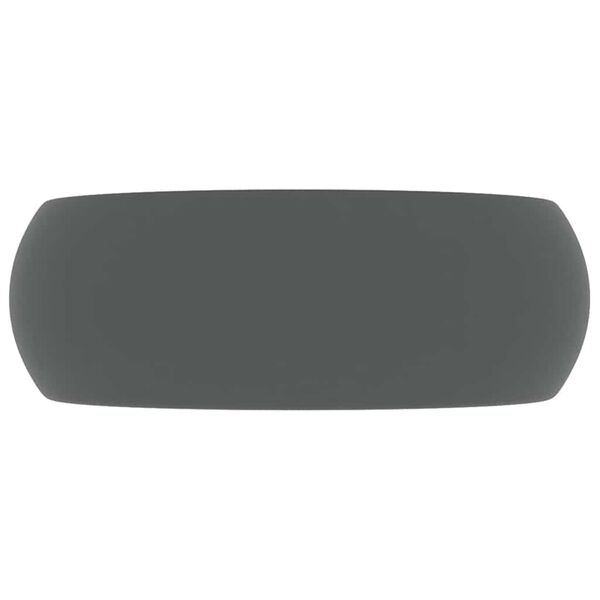 vidaXL Lavabo rond de luxe Gris fonc&eacute; mat 40x15 cm C&eacute;ramique