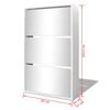 vidaXL Meuble &agrave; chaussures 3 &eacute;tag&egrave;res 63x17x102,5 cm Miroir Blanc