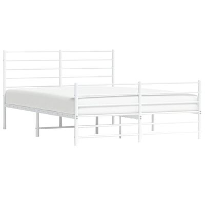 vidaXL Cadre de lit métal sans matelas et pied de lit blanc 120x200 cm