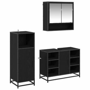 vidaXL Ensemble de mobilier de salle de bain 3 pcs Ch&ecirc;ne noir