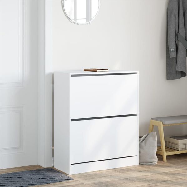 vidaXL Armoire &agrave; chaussures blanc 80x34x96,5 cm bois d'ing&eacute;nierie