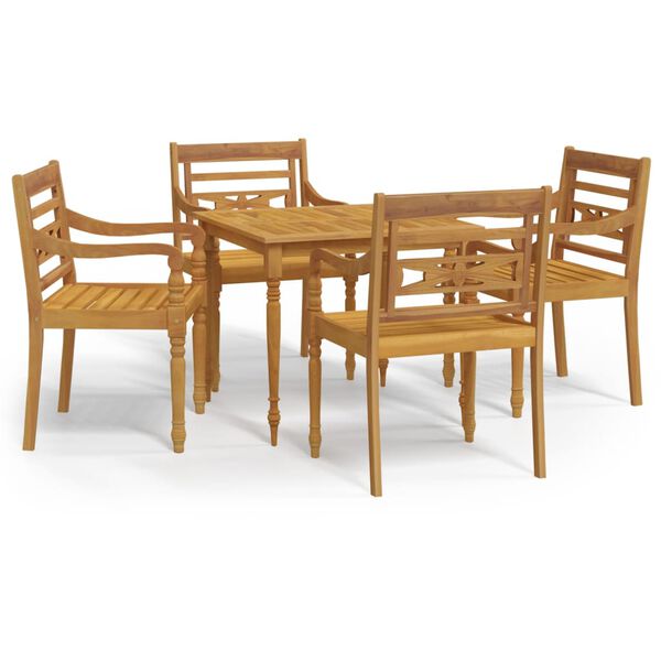 vidaXL Ensemble &agrave; manger de jardin 5 pcs Bois de teck massif