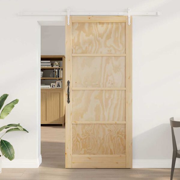 vidaXL Porte coulissante ORKDAL Marron 93 x 211 cm Pin massif