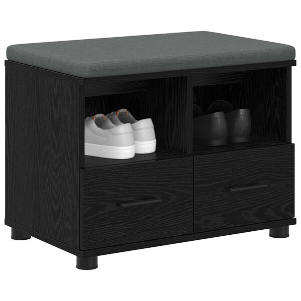 vidaXL Banc d'entr&eacute;e avec coussin Ch&ecirc;ne noir 60 x 38 x 46 cm