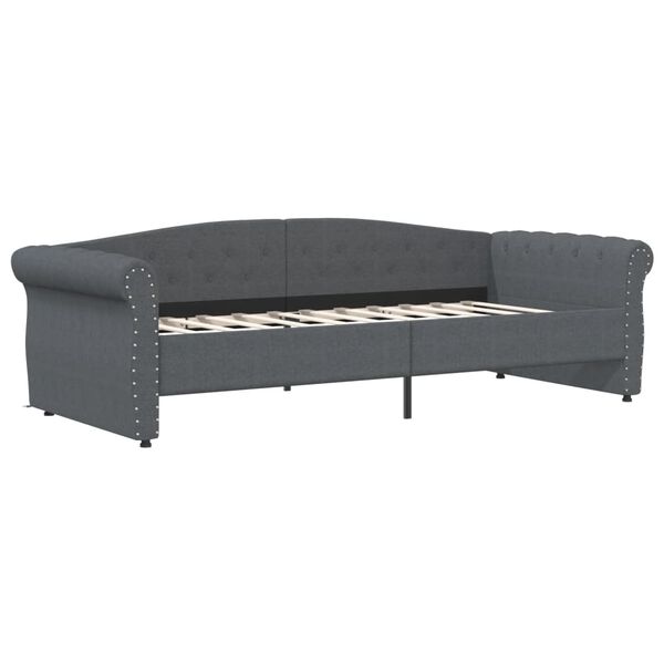 vidaXL Lit avec matelas et USB Gris fonc&eacute; Tissu 90x200 cm