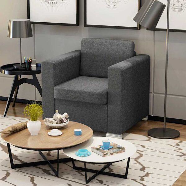 vidaXL Fauteuil gris fonc&eacute; tissu