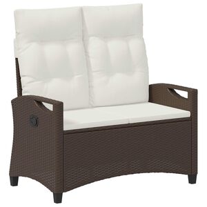 vidaXL Banc de jardin avec oreiller Marron et Cr&egrave;me 105 x 60 x 112 cm