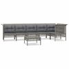 vidaXL Salon de jardin 7 pcs avec coussins Gris R&eacute;sine tress&eacute;e