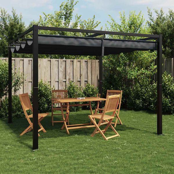 vidaXL Tonnelle de jardin avec toit r&eacute;tractable anthracite 3x3 m acier