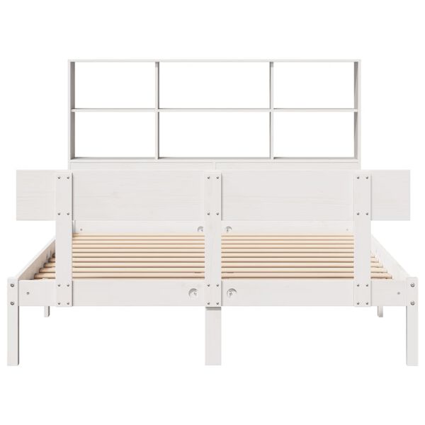 vidaXL Lit biblioth&egrave;que sans matelas blanc 120x190 cm bois pin massif