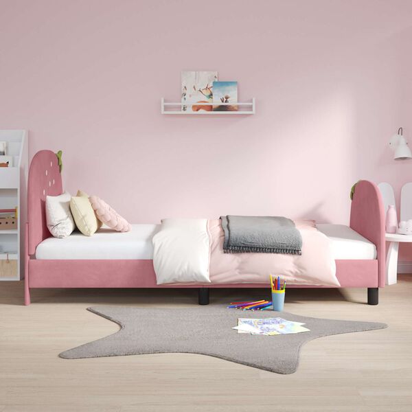 vidaXL Cadre de lit pour enfants avec t&ecirc;te de lit Rose 90 x 200 cm